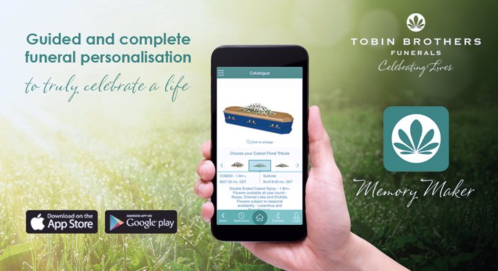 Tobin Brothers Funerals funeral personalisation app for iOS and Android